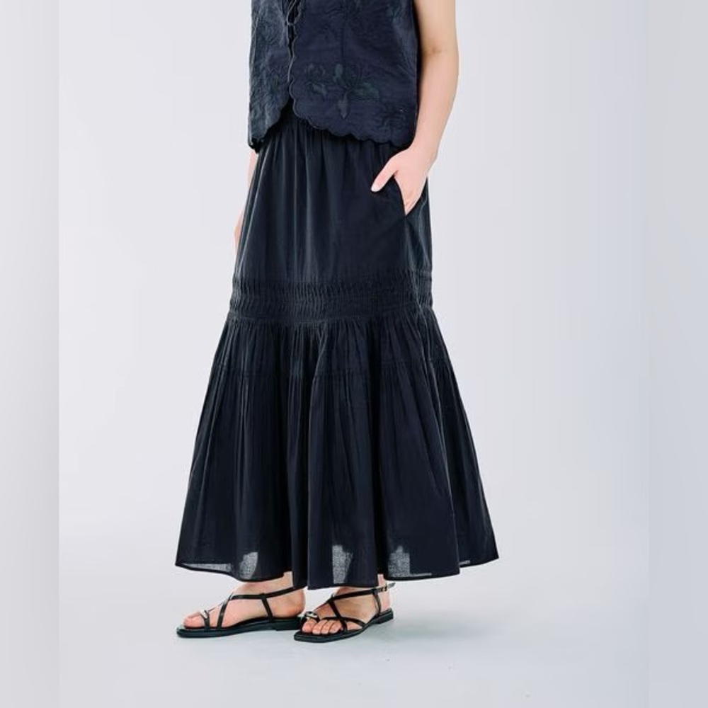 nico and black cotton eyelet maxi skirt.